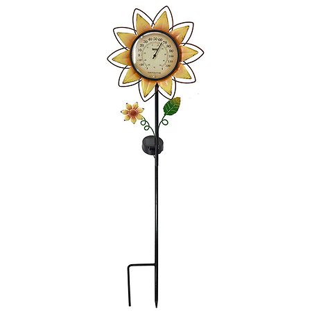 Garden Party Flower Thermometer Stake Yellow