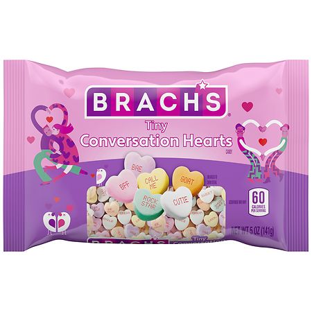 Brach's Candy, Wintergreen, Banana, Orange, Lemon, Cherry & Grape, Conversation Hearts, Tiny - 5 oz