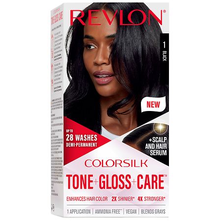 Revlon ColorSilk Tone + Gloss + Care Demi-Permanent Hair Color 1 Black