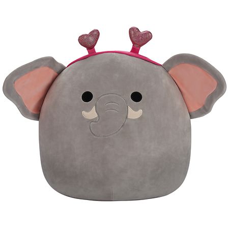 Squishmallows Elephant with Heart Headband 14 Inch Grey