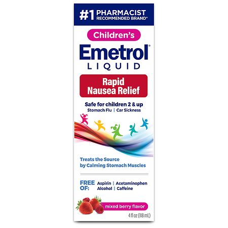 Emetrol Non-Drowsy Rapid Nausea Relief Liquid for Upset Stomach Mixed Berry