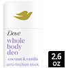 Dove Whole Body Deo Aluminum Free Anti-Friction Deodorant Stick Coconut ...