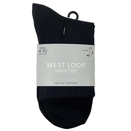 West Loop Women's Casual Turn Cuff Socks Black
