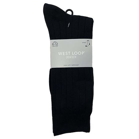 West Loop Men's Ribbed Crew Socks Black