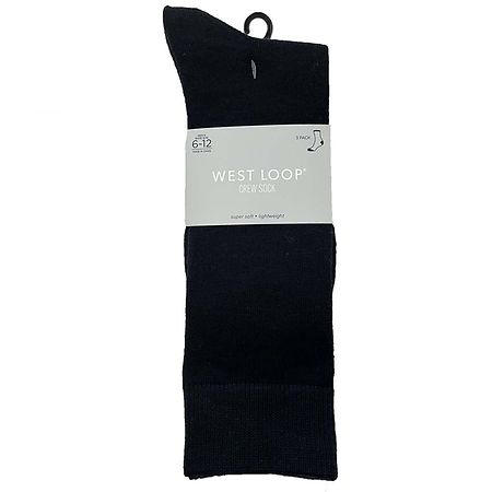 West Loop Men's Flat Knit Crew Socks Black