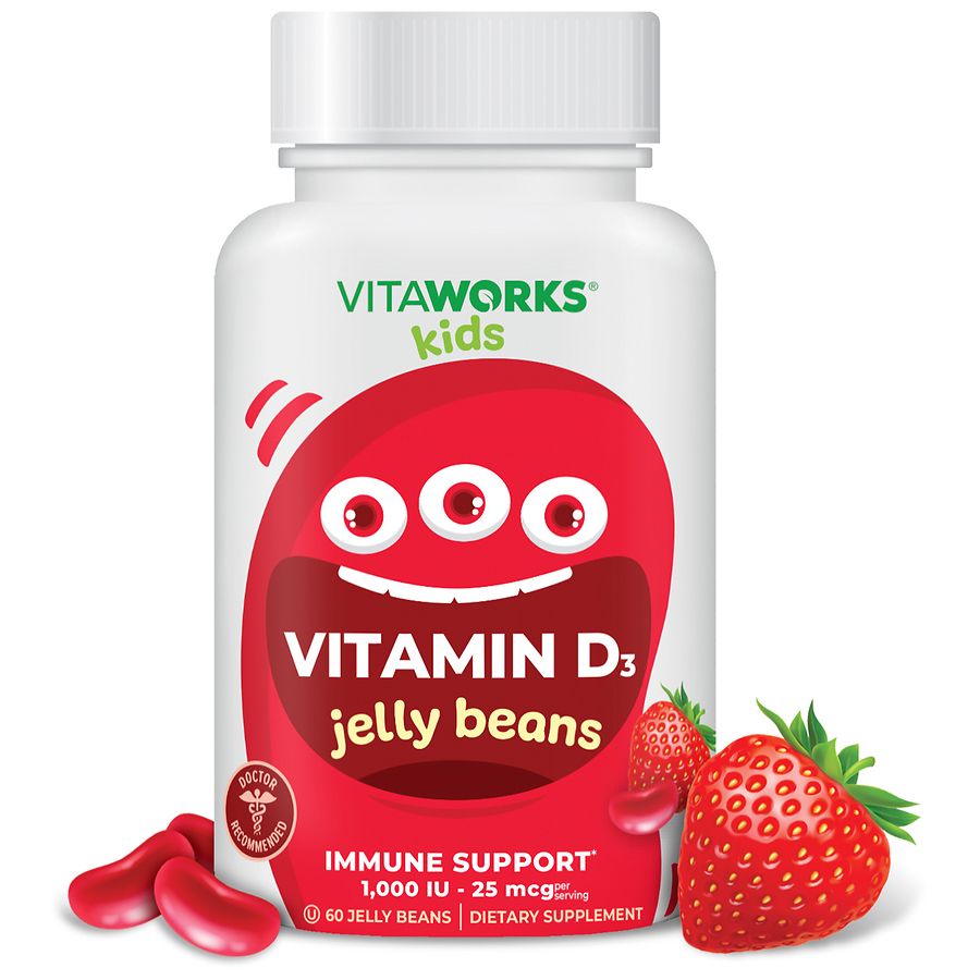 VitaWorks Kids Vitamin D3 1000 IU Jelly Beans Strawberry Walgreens