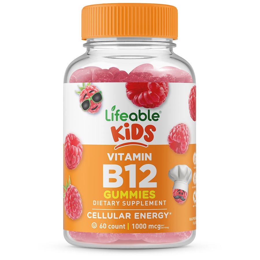 Lifeable Kids Vitamin B12 - Cellular Support - Gummies Raspberry ...