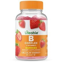 Lifeable B Complex + Vitamin C Cellular Energy Gummies Strawberry ...