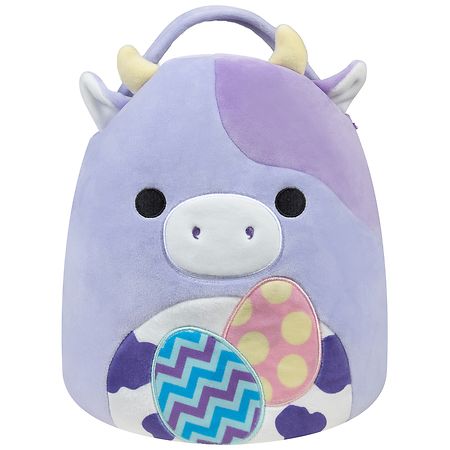 Squishmallows Cow Holding Eggs Easter Basket 10 Inch Purple