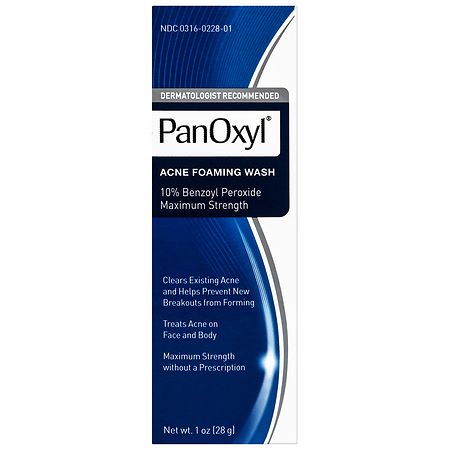 PanOxyl Foaming Acne Wash Maximum Strength 10% Benzoyl Peroxide, Travel Size