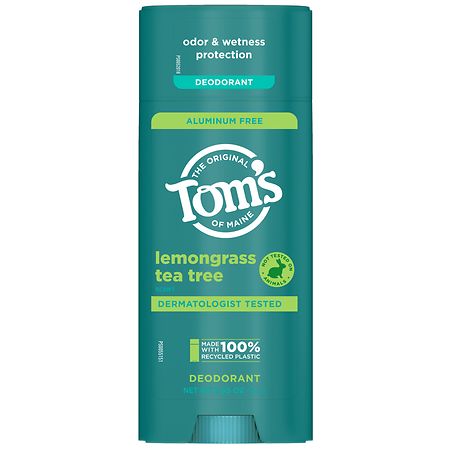 Tom's of Maine Natural Deodorant for Men and Women Aluminum Free Lemongrass Tea Tree