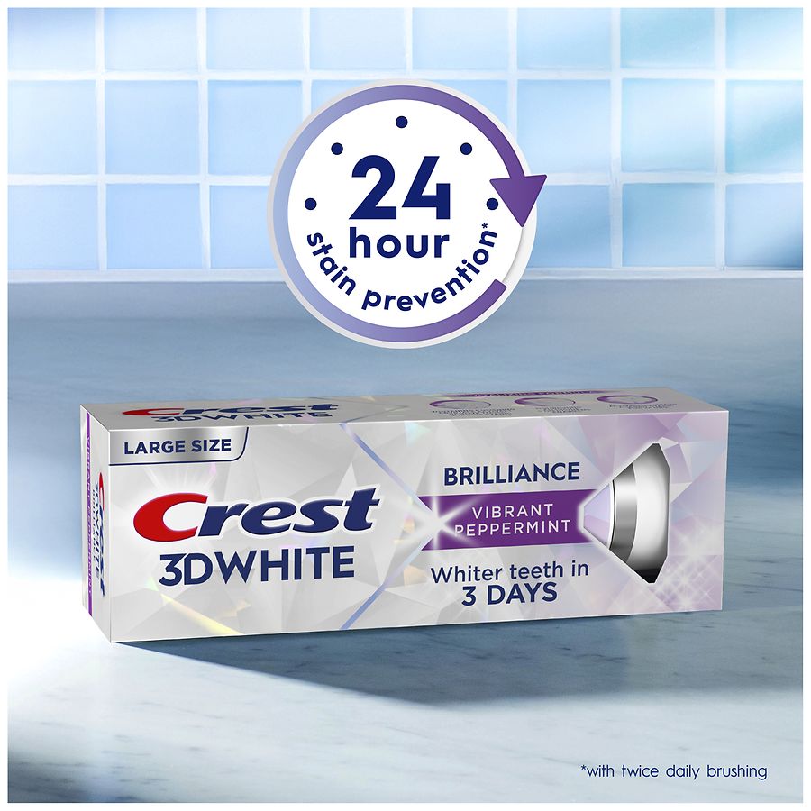 Crest 3D White Vibrant Teeth Whitening Toothpaste Peppermint
