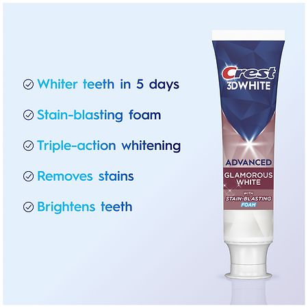 Crest 3D White Advanced Glamorous White with Stain-Blasting Foam