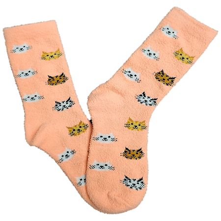 Modern Expressions Cozy Cat Printed Socks Pink
