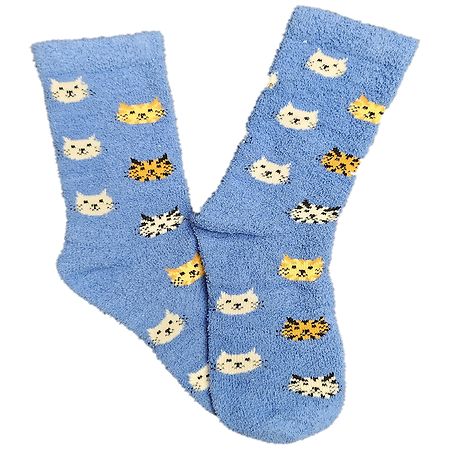 Modern Expressions Cozy Cat Printed Socks Blue