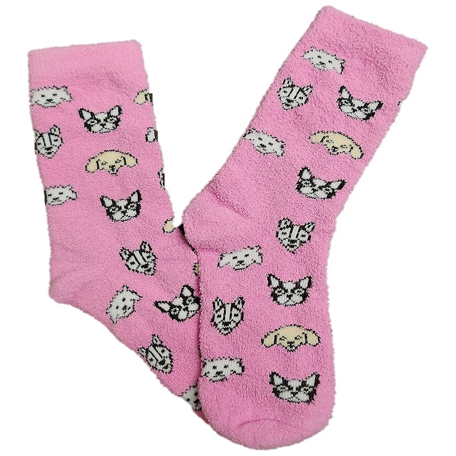 Modern Expressions Cozy Dog Printed Socks Pink, Pink
