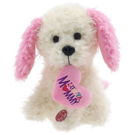 Modern Expressions "Luv Ya Mommy" Dancing Plush Dog White & Pink