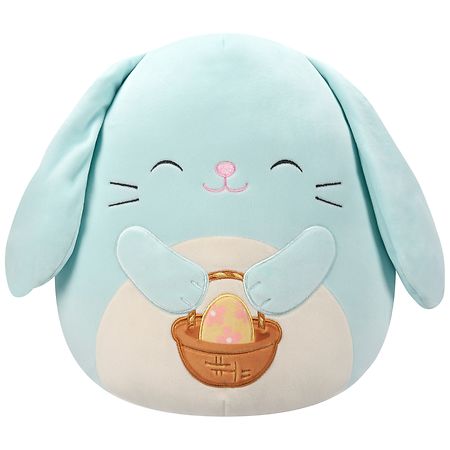 Squishmallows Buttons Bunny Holding Basket 14 Inch Blue