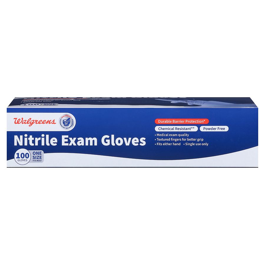 Walgreens Nitrile Exam Gloves One Size Fits Most Walgreens