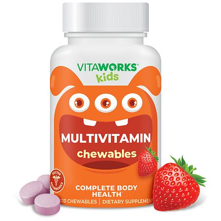 VitaWorks Kids Multivitamin + Iron Complete Body Health Chewables Mixed Berry