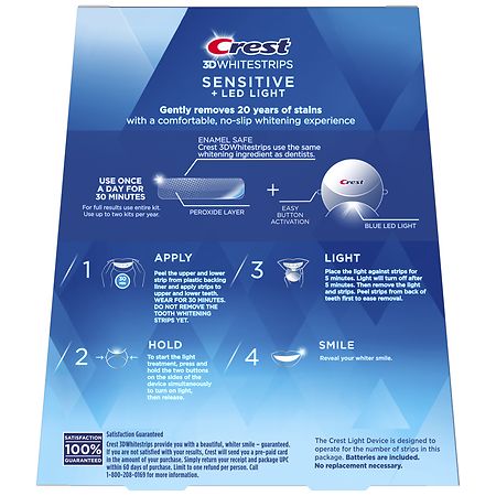 Crest 3DWhitestrips Sensitive LED Light At Home Teeth Whitening