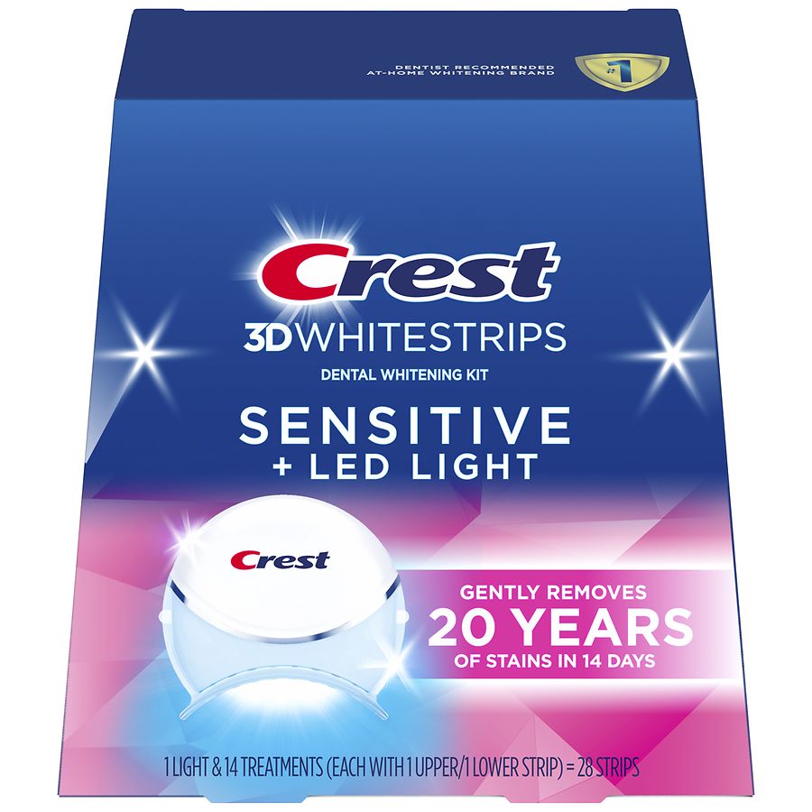 Crest 3DWhitestrips Sensitive LED Light At Home Teeth Whitening