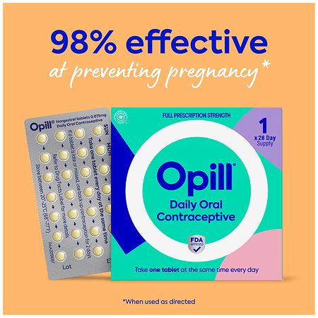 Opill Daily Oral Contraceptive, Full Prescription Strength, No Prescription Needed