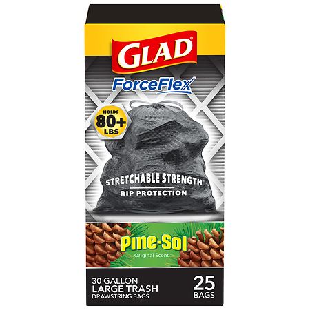Glad ForceFlex Drawstring Trash Bags Pine-Sol Original Scent, Large