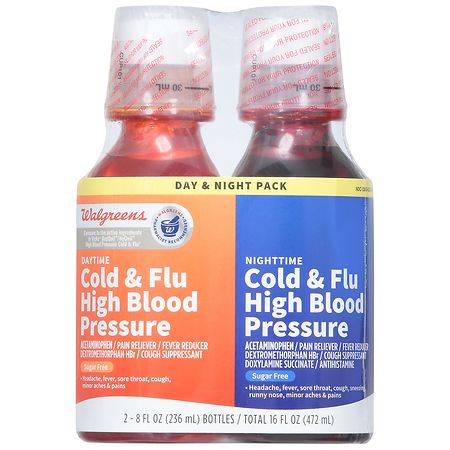 Walgreens Cold & Flu High Blood Pressure Liquid Day & Night Pack