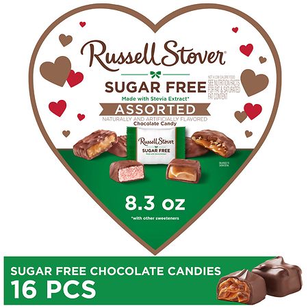 Russell Stover Valentine's Day Sugar Free Assorted Chocolate Candy Heart Gift Box Assorted
