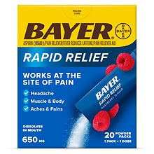 Bayer Rapid Relief Powder Packs With Aspirin & Caffeine Raspberry ...