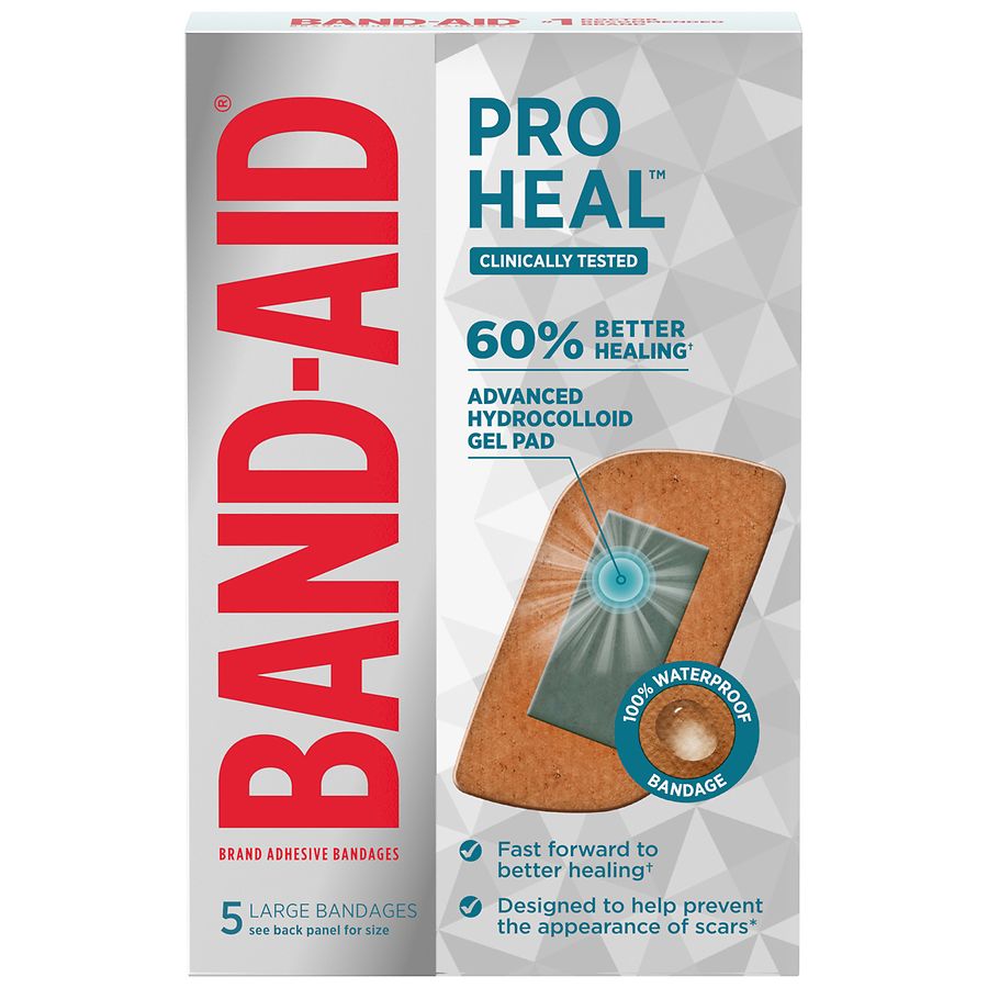 Band Aid Brand Pro Heal Bandages + Hydrocolloid Pads Large Walgreens