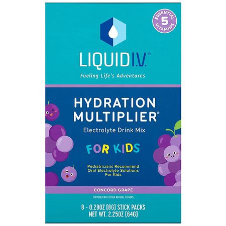 Liquid I.V. Hydration Multiplier Electrolyte Drink Mix For Kids Concord Grape