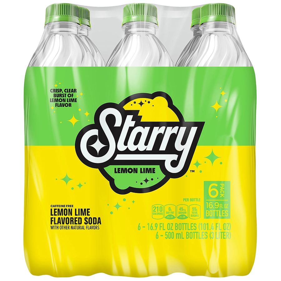 Starry Soda Lemon Lime, 6 Pack Bottle | Walgreens