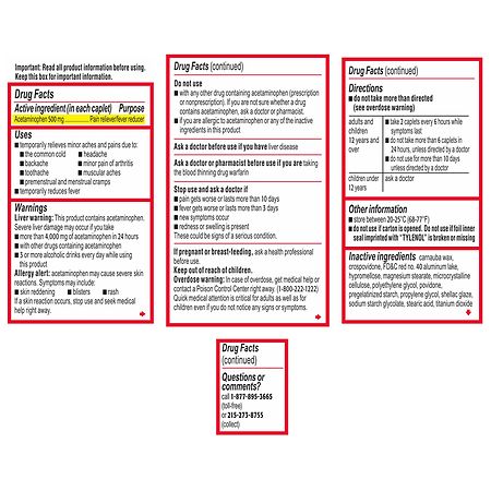 TYLENOL Extra Strength Caplets With 500 mg Acetaminophen