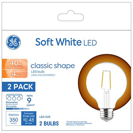 GE 4 Watts Classic Shape Soft White LED Light Bulbs
