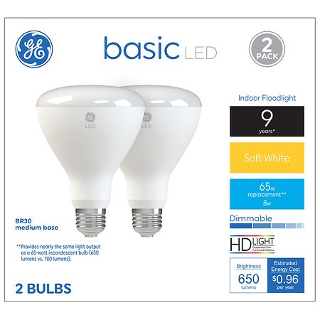 GE 8 Watts Soft White LED Light Bulbs