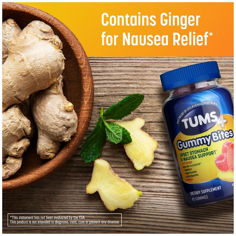 Tums Gummy Bites Dietary Supplement Ginger Berry | Walgreens