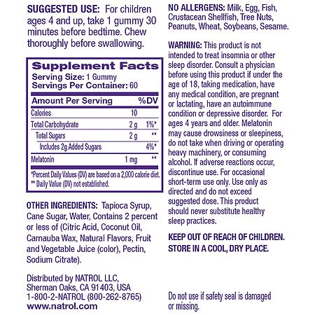 Natrol Kids Melatonin 1mg Gummies Raspberry