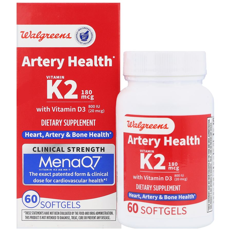 Walgreens Artery Health Vitamin K2 with Vitamin D3 (60 days) Walgreens