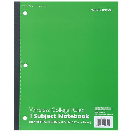 Wexford Wireless College Ruled 1 Subject Notebook