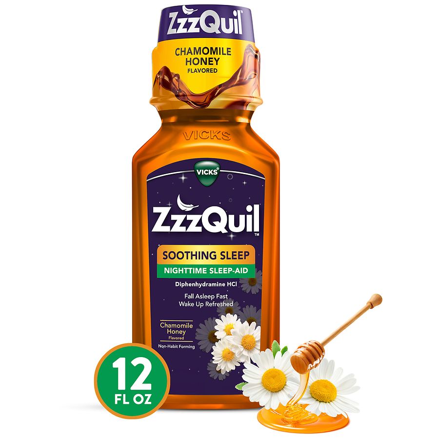 ZzzQuil Nighttime Sleep Aid Liquid, Soothing Sleep, Fall Asleep Fast ...