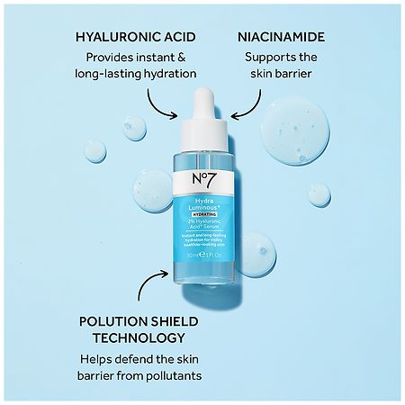 No7 HydraLuminous+ 2% Hyaluronic Acid Serum | Walgreens