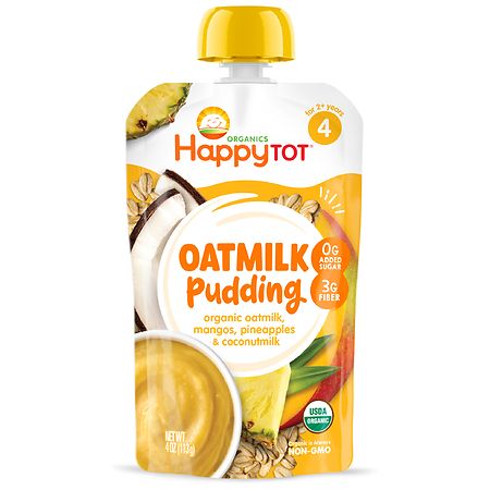 Happy Tot Super Morning Oatmilk Pudding Stage 4 Toddler Snack Mangos, Pineapples & Coconut Milk