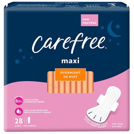 Carefree Maxi Pads Overnight with Wings