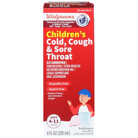 Walgreens Children's Cold, Cough & Sore Throat Bubblegum