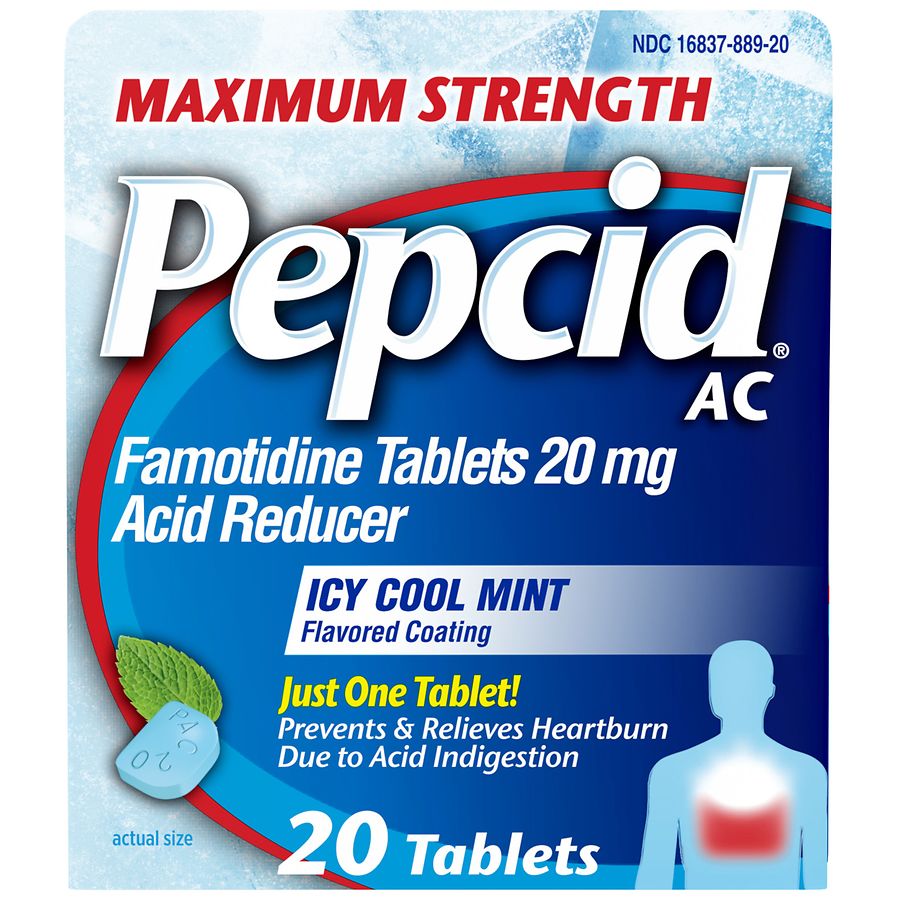 Pepcid AC Maximum Strength Heartburn Tablets Icy Cool Mint | Walgreens