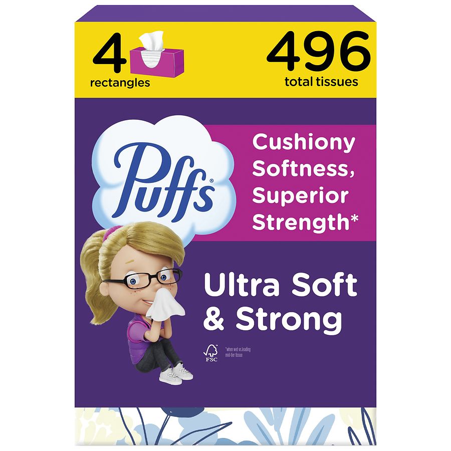 Puffs Facial Tissues Ultra Soft Family Size Boxes White