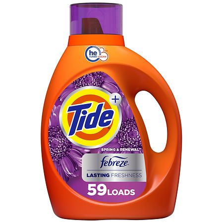 Tide Plus Febreze Freshness Liquid Laundry Detergent Spring & Renewal ...