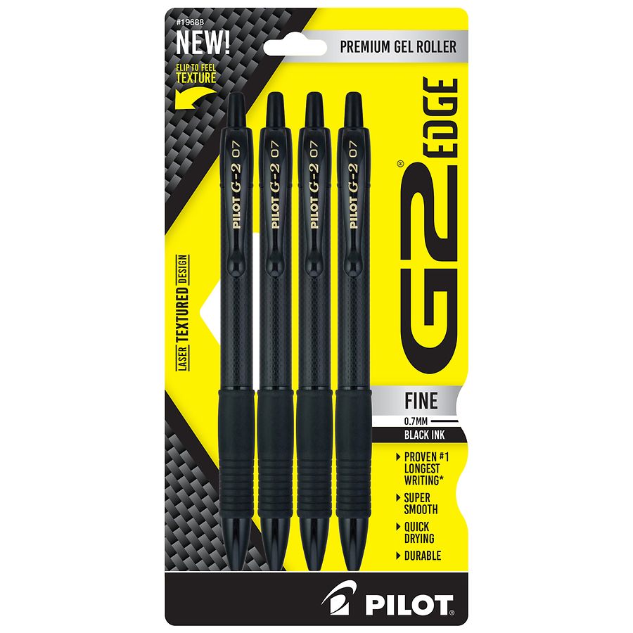 G2 Edge Premium Retractable Gel Ink Rolling Ball Pens, Black
